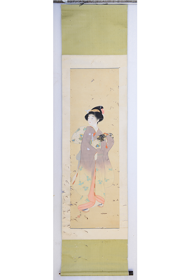20世纪初日本绢地楳坡女图轴