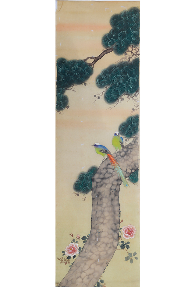 20世纪初日本绢地花鸟图轴