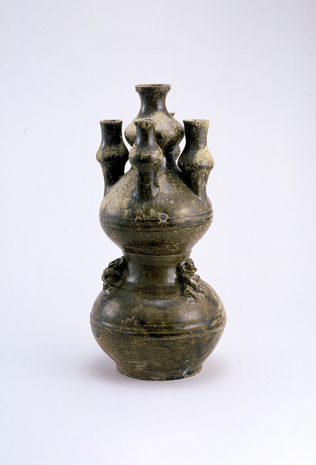 东汉褐釉五联瓶